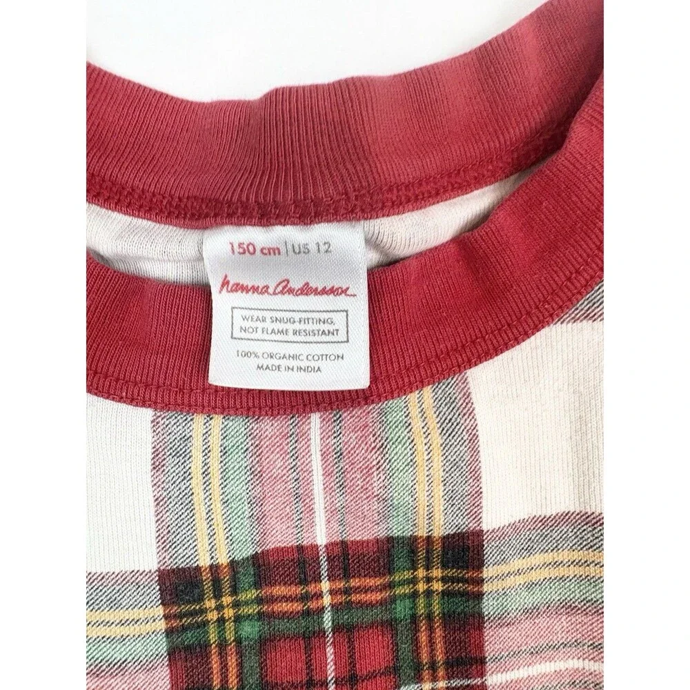 Hanna Andersson Pajamas Sz 12 Christmas Red Green Plaid 2-Piece Organic Cotton